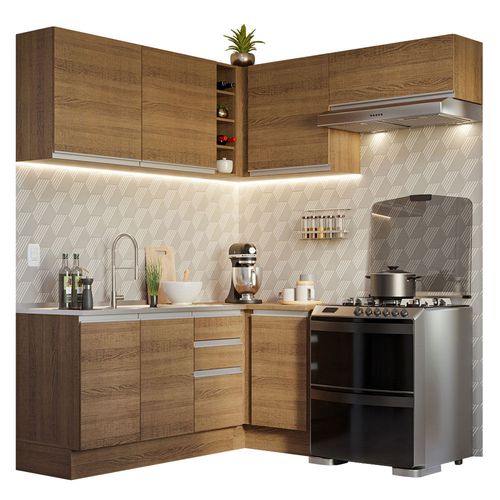 Cocina Integral Esquinera 349cm Glamy Madesa 07 Marron