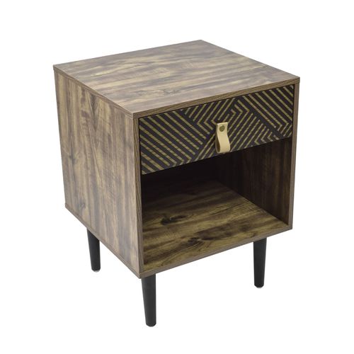 Buró Top Living con Cajón y Entrepaño Café Oscuro y Negro