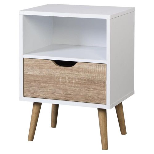 Buró Top Living Estilo Nórdico con Estante y Cajón Blanco y Café