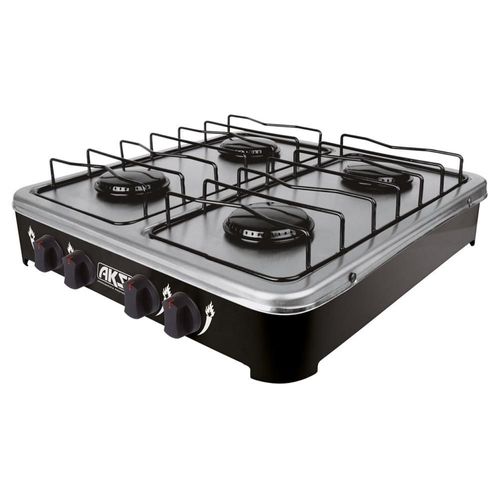 Parrilla Estufa De Mesa Aksi 4 Quemadores Negro Acero Inoxidable