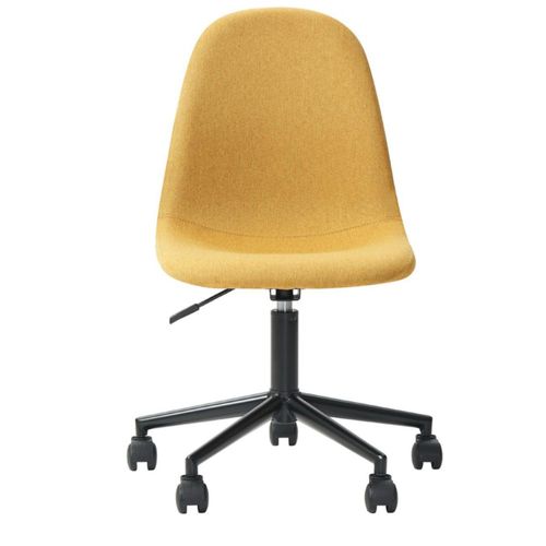 Silla de Oficina Giratoria Amarilla con Altura Ajustable y Asiento Acolchado en Tela de Lino