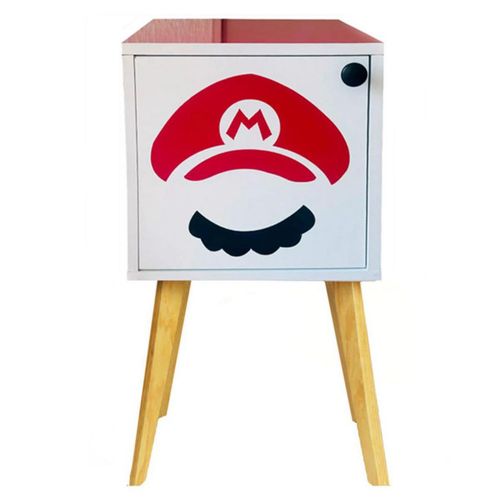 Buró Mesa De Noche Luz Led Recámara Niños Mario Bros