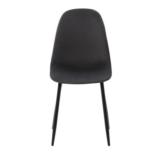 Silla de Comedor Gris Oxford con Asiento y Respaldo en Terciopelo. Estructura de Metal y Patas Negras