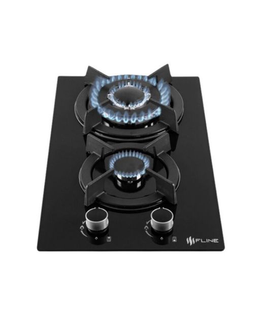 Parrilla De Gas Empotrable 2 Quemadores Vidrio templado FLINE Oslo 2