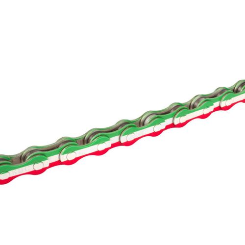 Cadena bicicleta 6/10 pasos 116L verde/blanco Patriot KMC