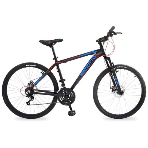 Bicicleta BENOTTO Montaña FS-600 R27.5 21V. FS Sunrace M30 Frenos Doble Disco Mecanico Aluminio Negro Talla:SM