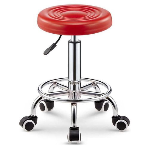 2 Sillas de bar taburete redondo ajustable con ruedas rojo