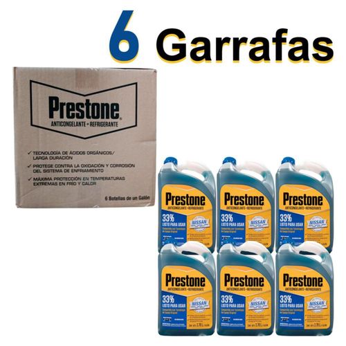 Caja 6 Piezas Anticongelante Azul Prestone Galón 3.78L