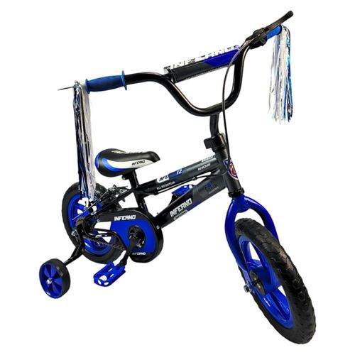Bicicleta Infantil Niños R12 Ruedas Auxiliares Goma Unibike - Azul