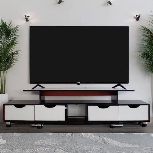 Mueble Mesa Para Tv Moderna Minimalista Resistente Ligero Negro c/Blanco