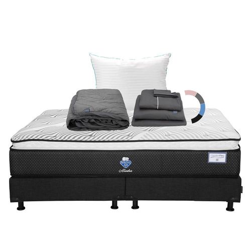 Colchón Spring Air King Size Alaska + Box y Ropa de Cama RGH