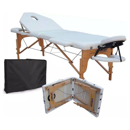 Cama Masaje Portatil Profesional Mesa Reclinable Spa Estuche- Blanca