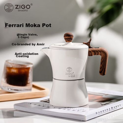 Cafetera Moka Zigo 3 Tazas Blanco Perlado