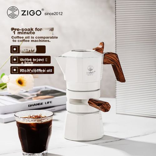 Cafetera Moka Zigo TakeYourTime 100ml Blanca
