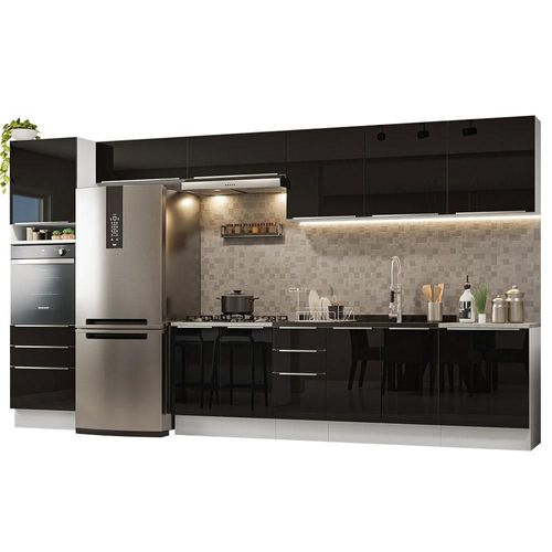 Cocina Modular Lux 400 cm Blanco/Negro Madesa