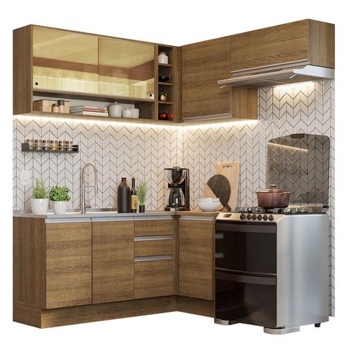 Cocina Esquinera Glamy 349 cm Marrón Madesa 06