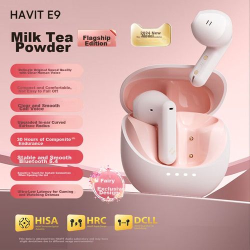 Audífonos Inalámbricos Havit E9 Rosa Semi Intraaurales Cancelacion De Ruido