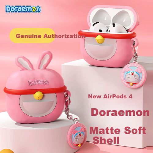 Funda Rock Airpods 4 Silicona Rosa Doraemon