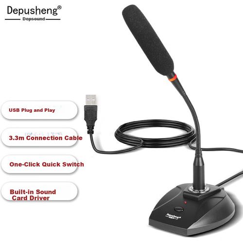 Micrófono Depusheng U130 Alámbrico Usb Con Entrada Para Audífonos