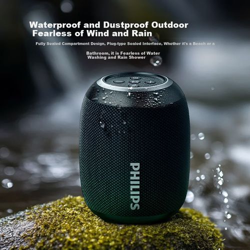 Bocina Philips Bluetooth Mini Negra Resistente Al Agua