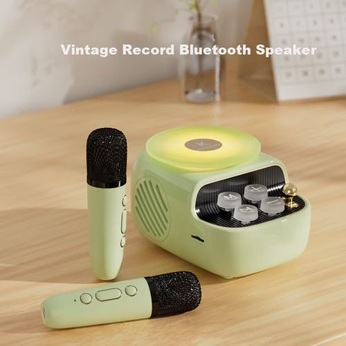 Bocina Kuangxiang K12 Bluetooth Verde Con Micrófonos Y Luz Nocturna