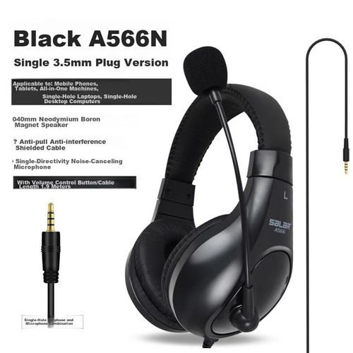 Audífonos Alambricos Salar A566 Negro Con Micrófono 3.5 Mm