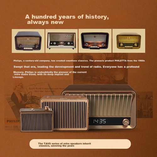 Bocina Philips Tavs300 Bluetooth Retro Madera Nogal