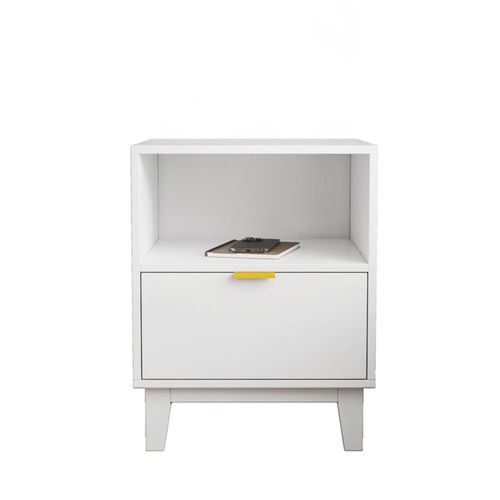 MOBI Buró para Recámara Contemporáneo Tokio - 1 Cajón Color Blanco/Oro