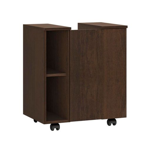 MOBI Mueble de Baño Limay – 1 Puerta 3 Entrepaños Color Rustico - Largo 55cm x Alto 63cm – Incluye Ruedas