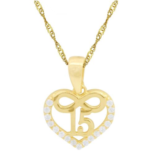 Collar Gargantilla Italiana Corazon 15 Años Infinito 45cm Horoz 10k E1661 V12