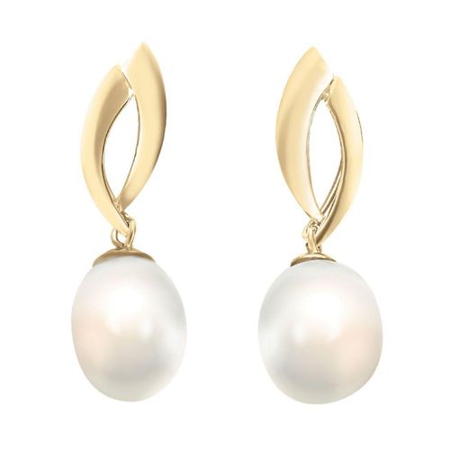 Aretes perlas con oro de 14k CRISTAL JOYAS YOLH-07