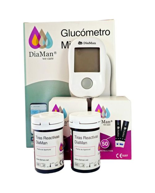 Kit Glucómetro Diaman Mini Basico + 100 Tiras Reactivas