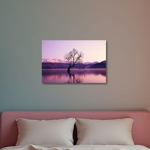 Cuadro Decorativo Paisaje 20x30cm Lago Púrpura