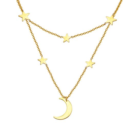 Gargantilla Estrella y Lunas 45cm Acero Inoxidable Tono Dorado EH23