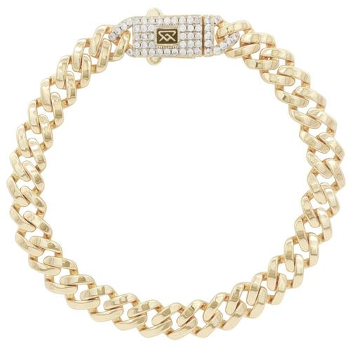 Pulsera Eslabones anchos con broche de circonias 19cm Horoz Chapa de Oro 18K EH114