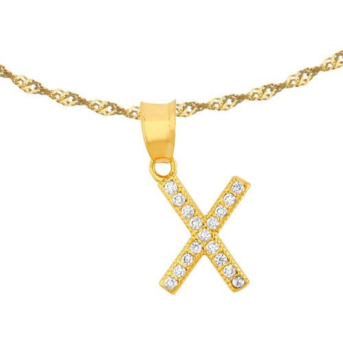 Gargantilla inicial "X" 45cm de Chapa de Oro Horoz 18K EH104
