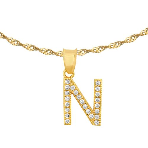 Gargantilla inicial "N" 45cm de Chapa de Oro Horoz 18K EH96