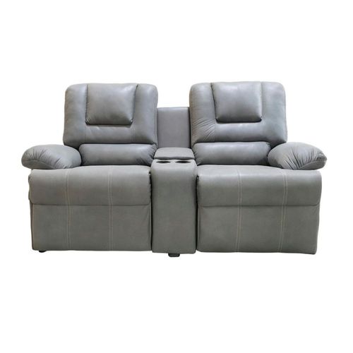 Sofá Reclinable Doble Vereta Love Seat 2 Plazas con Portavasos Color Gris.