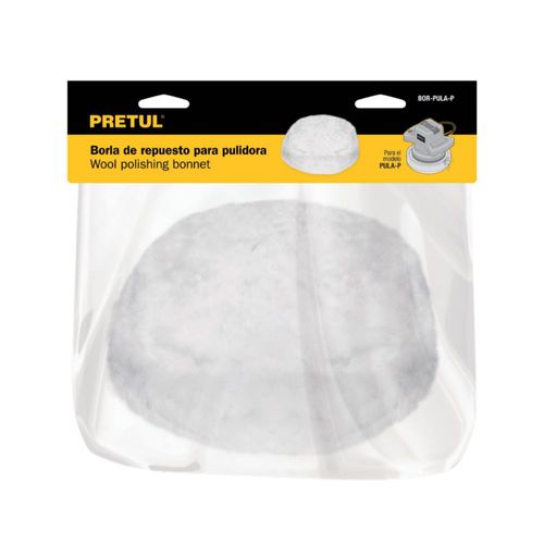 AM3K ofrece Borla de lana de 10″ con jareta para pulir, modelo PRETUL BOR‑PULA‑P, ideal para acabados finos en superficies metálicas y plásticas.