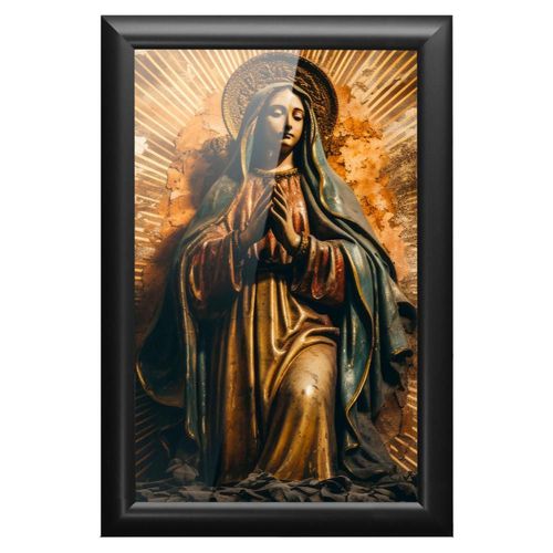 Cuadro Decorativo Diseño Virgen Papel Metálico Textura Brillante 89x59 cm