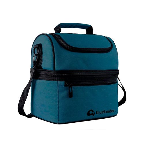 Lonchera Portátil para Adulto Blulander, Dos Pisos Aislamiento Térmico, Bolsa Hielera de Almuerzo unisex con Asas, Correa Ajustable Para Hombro, Azul