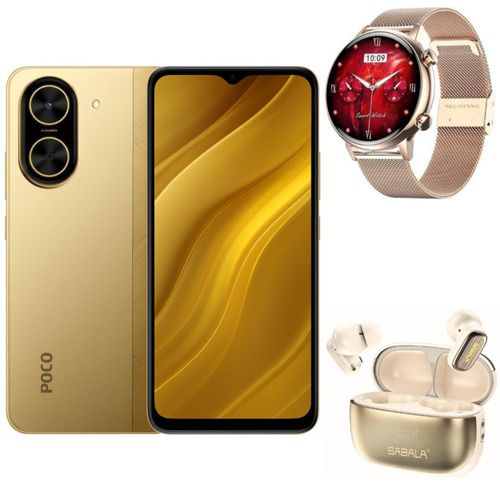 Xiaomi POCO C71 4 GB RAM 128 GB ROM Dorado con Smartwatch G Tide Romance y Audifonos SABALA ST 766