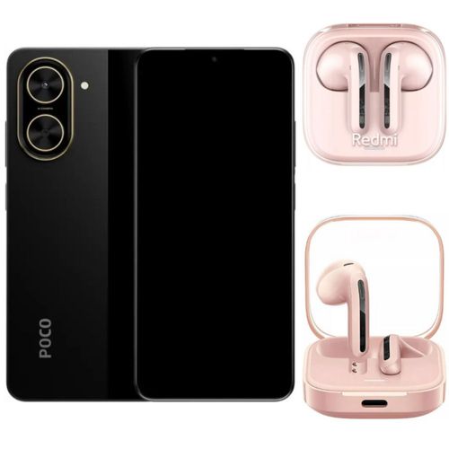 Xiaomi POCO C71  4 GB RAM 128 GB ROM Negro con Audifonos Redmi Buds 6 Active Rosa