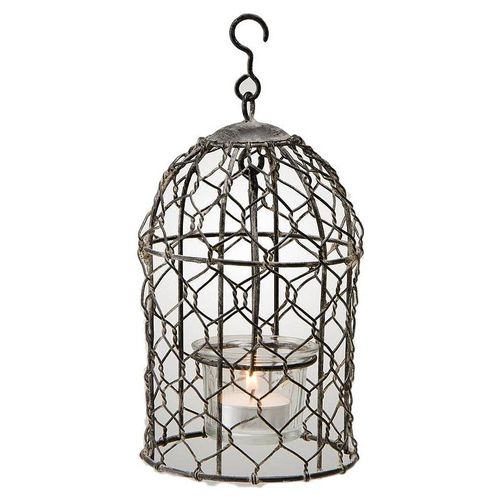 Jaula Colgante De Alambre Tea Light - Negro