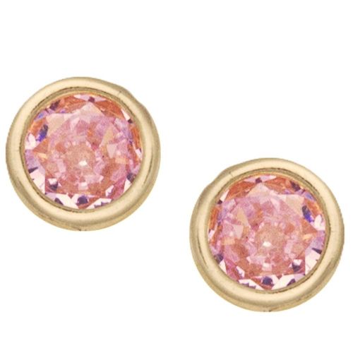 Broquel bisel 3mm circonia en tono rosa Horoz 10K E396 V12