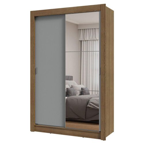 Ropero Closet 2 Puertas 1 Espejo Marrón/Gris Madesa (Milano MG)