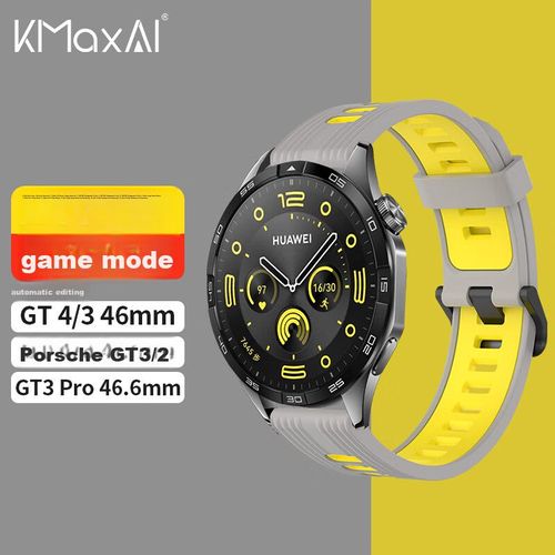 Correa De Silicona Kmaxai Kmaxai Bicolor Gris/Amarillo Compatible Huawei Gt5/4/3/2 Pro