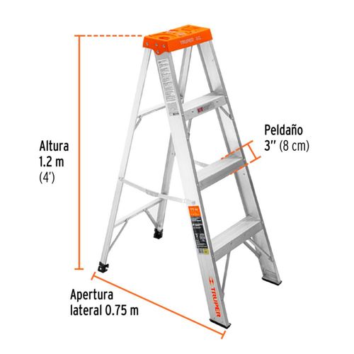 AM3K ofrece escalera Truper EST-23 de 3 peldaños, tipo II, ideal para uso doméstico y ligero, estructura resistente y plataforma antiderrapante.