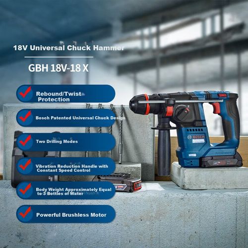 Martillo Percutor Inalámbrico Bosch Gbh18V-18X 18V 2 Baterías