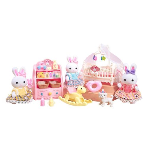 Juguete Casa de MuñecasConejitos Cuarto de Bebé con Muebles, Accesorios y Figuras